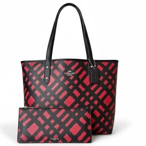 Coach Black and Red Graphic Tote Bag Set NWOT